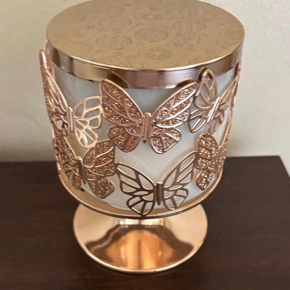 Bath & Body Works Rose Gold Butterfly Candle Holder